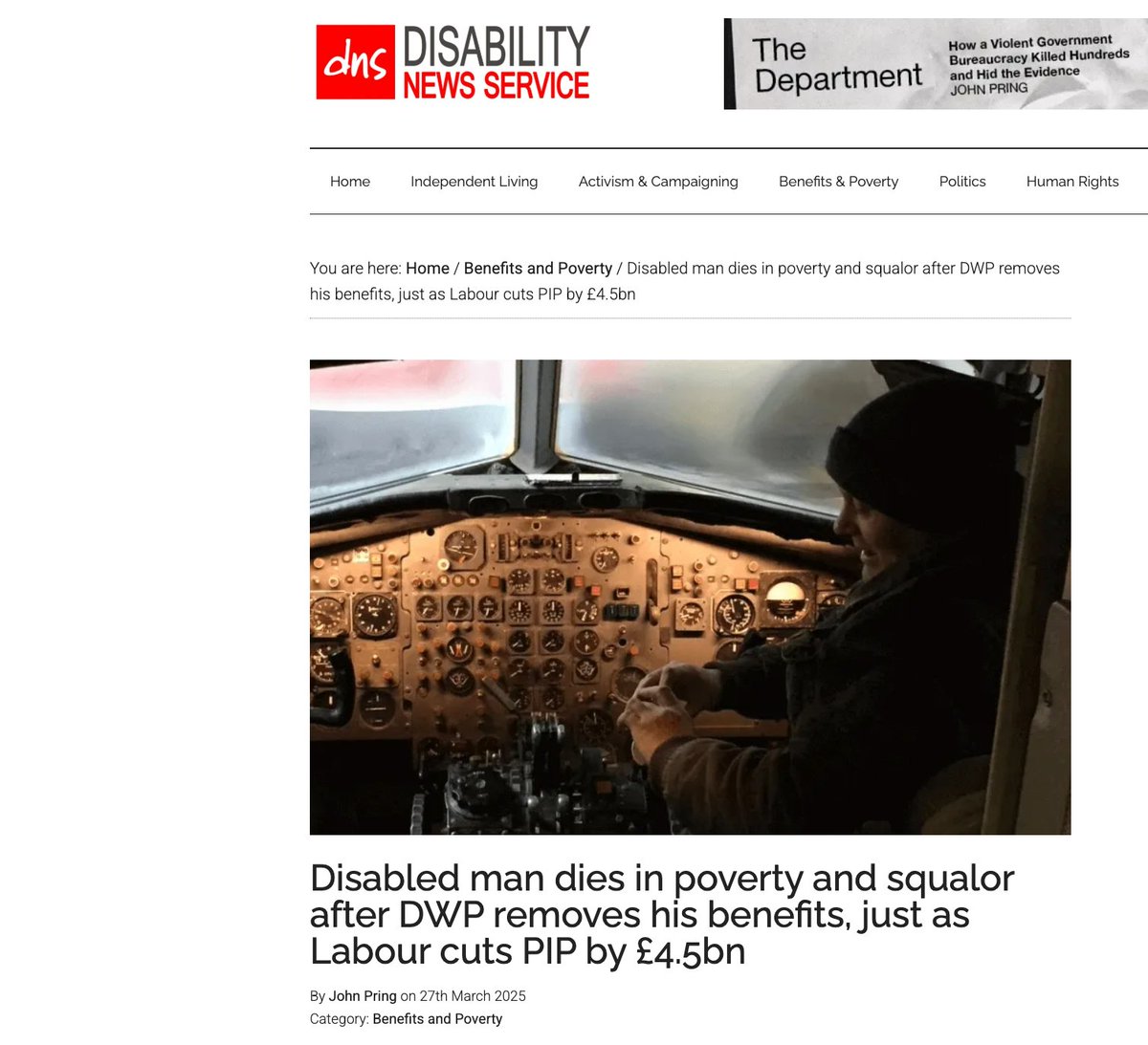 This is so sad :(

"Disabled man dies in poverty and squalor after DWP removes his benefits, just as Labour cuts PIP by £4.5bn"

The body of a disabled man was found in his flat in distressing, squalid conditions, just weeks after the Department for Work and Pensions wrongly
