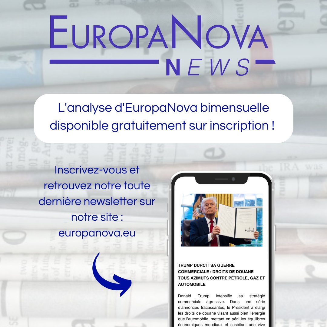 📰 Découvrez le tout dernier numéro de notre newsletter sur notre site Europanova.eu dans la rubrique europanews : europanova.eu/2025/03/28/eur…

Plongez dans l’actualité européenne et internationale avec des analyses approfondies sur des sujets brûlants :
🇺🇸💣 Les plans de