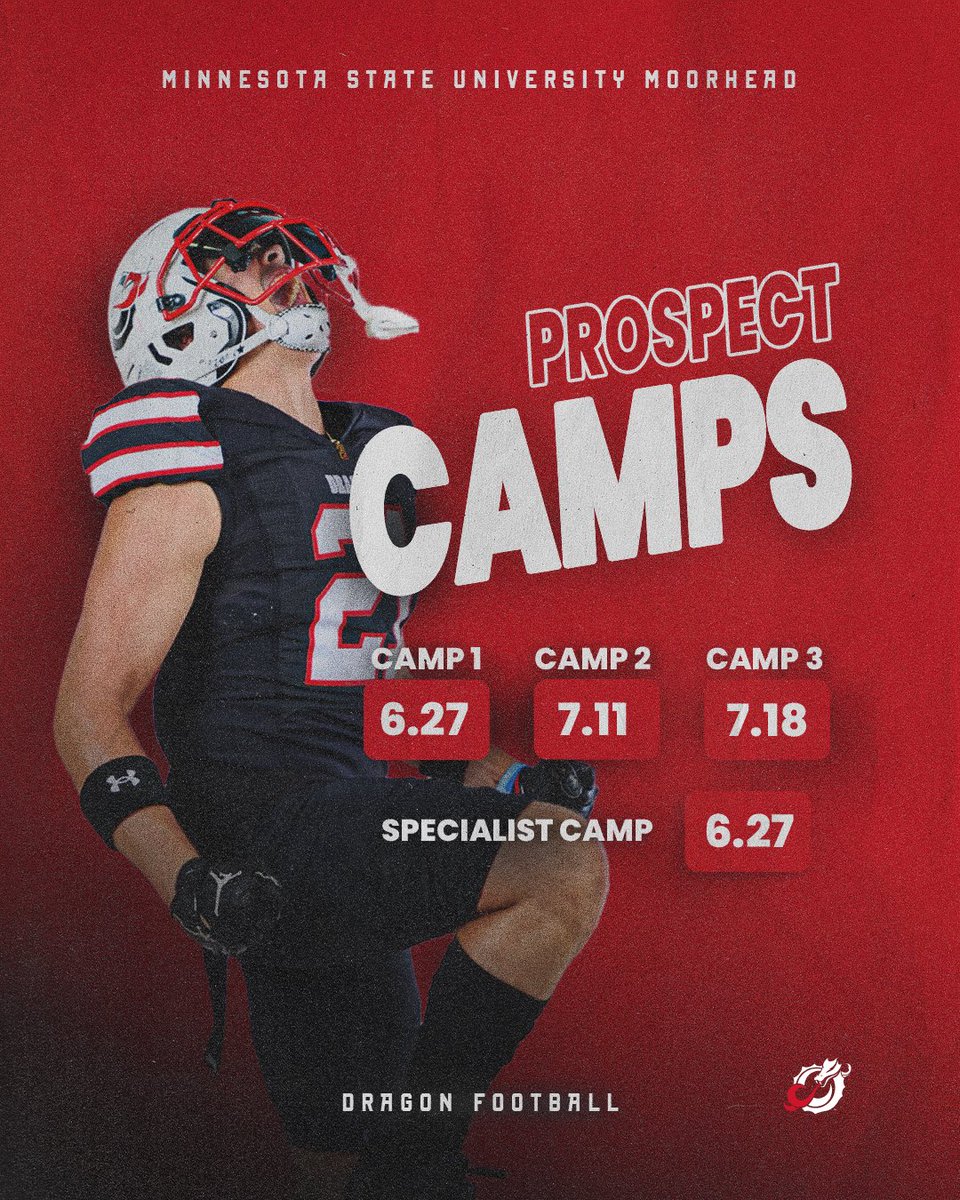 msum_football's tweet image. Get coached by our staff and compete at our Prospect Camp this summer! #Workhard #PlayFast #StayTogether
Register: linktr.ee/msumfb