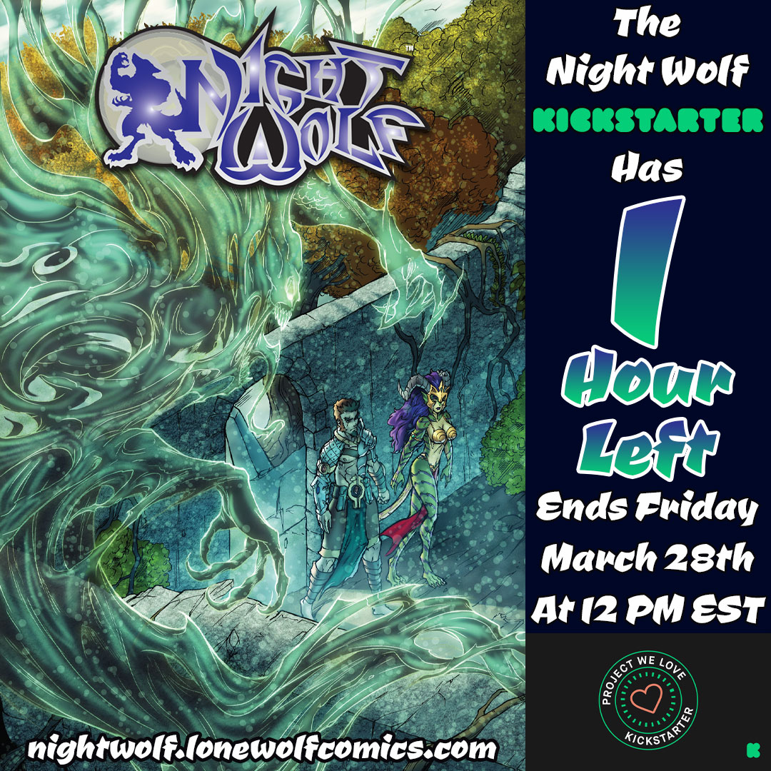 Lone Wolf Comics (@lonewolfcomics) on Twitter photo Less than 1 hour left to back the #NightWolf #1-10 <a href="/Kickstarter/">Kickstarter</a>! Ends today, March 28th at 12 PM EST! Join the #WolfPack nightwolf.lonewolfcomics.com
By: <a href="/RobMultari/">Rob Multari</a>, <a href="/dracodelcaos/">Carlos Herrera</a> & <a href="/Knytcrawlr/">Gat Melvyn</a>
#comics #demons #succubus #vampires #werewolves #LoneWolfComics #writerscommunity Less than 1 hour left to back the #NightWolf #1-10 <a href="/Kickstarter/">Kickstarter</a>! Ends today, March 28th at 12 PM EST! Join the #WolfPack nightwolf.lonewolfcomics.com
By: <a href="/RobMultari/">Rob Multari</a>, <a href="/dracodelcaos/">Carlos Herrera</a> & <a href="/Knytcrawlr/">Gat Melvyn</a>
#comics #demons #succubus #vampires #werewolves #LoneWolfComics #writerscommunity