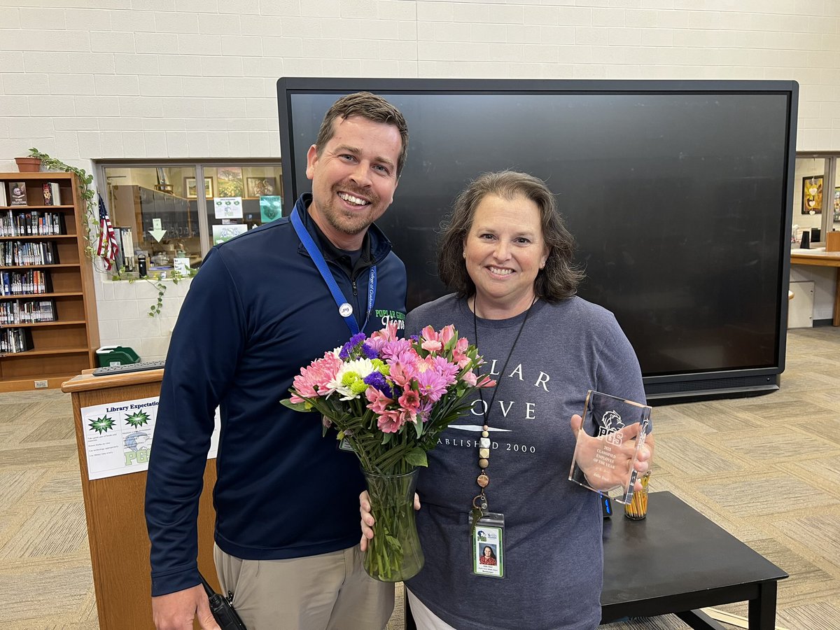 We are truly honored to recognize our classified employee of the year Mrs. Julie Duel! Her dedication to the Poplar Grove students, staff, and community is second to none!