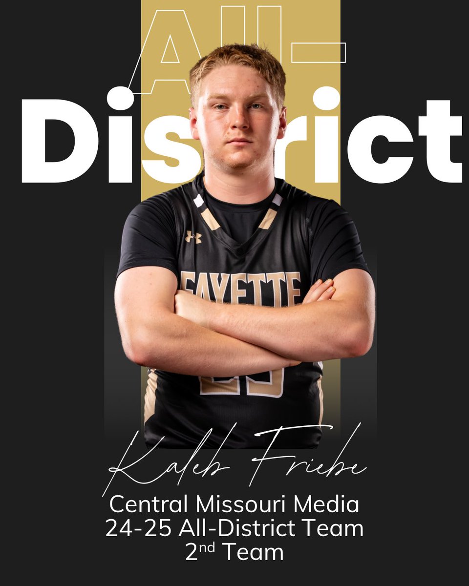 Congratulations to @kaleb_friebe_25  for being selected to the Central Missouri Media All-District Second Team for the 24-25 basketball season. 

<a href="/BaseballFayette/">Fayette High School Baseball</a> 
<a href="/FayettePaper/">The Fayette Advertiser</a> 
<a href="/FayetteFalcons/">Fayette High School</a> 
<a href="/CentralState8/">Central State 8</a> 
<a href="/TaborCollegeMBB/">Tabor College Men’s Basketball</a> 
<a href="/Coach_MGombos/">Mike Gombos</a>