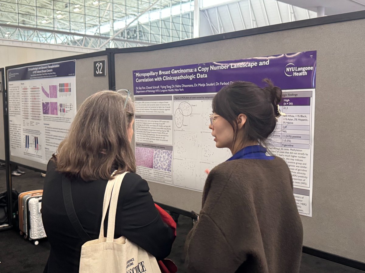 NYUGSOM Pathology Residency (@nyugsompathres) on Twitter photo Our <a href="/NYUGSOM_Path/">NYU GSOM Pathology</a> members Drs. Mera Youssef and Park presented on novel leukemic stem cell assays for AML minimal residual disease, and Drs. Siqi Selene Fan and Darvishian used methylation analysis to discover unique features of micropapillary breast carcinoma. #USCAP2025 Our <a href="/NYUGSOM_Path/">NYU GSOM Pathology</a> members Drs. Mera Youssef and Park presented on novel leukemic stem cell assays for AML minimal residual disease, and Drs. Siqi Selene Fan and Darvishian used methylation analysis to discover unique features of micropapillary breast carcinoma. #USCAP2025
