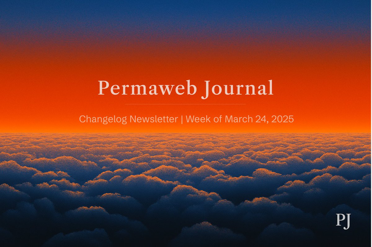 The latest Permaweb Changelog is out.

New articles, ecosystem updates, and what moved this week across Arweave + AO. Read it below.