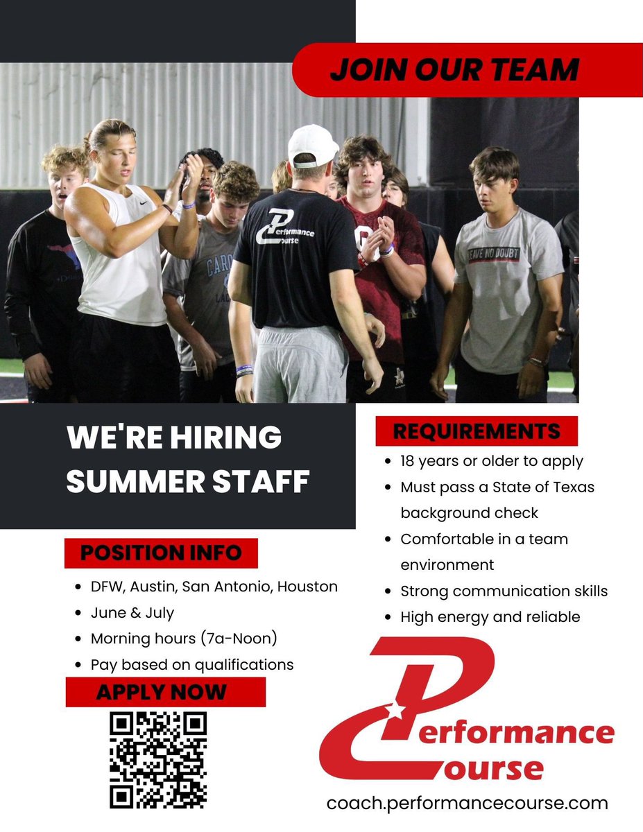 Performance Course (@pcnowisthetime) on Twitter photo 🚨 Coaches and Aspiring Coaches 🚨 
It’s time!! #PCSummer25 will be here before we know it and we’re looking for high energy coaches to join us on our part-time Summer staff! 
The best way to get real, hands-on S&C experience on the planet! 💪 
📲 coach.performancecourse.com 🚨 Coaches and Aspiring Coaches 🚨 
It’s time!! #PCSummer25 will be here before we know it and we’re looking for high energy coaches to join us on our part-time Summer staff! 
The best way to get real, hands-on S&C experience on the planet! 💪 
📲 coach.performancecourse.com