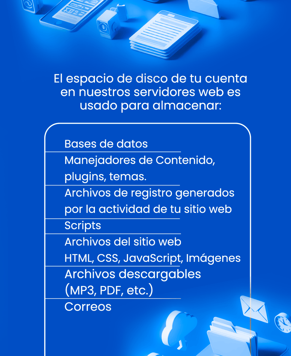 ¿Sabes exactamente qué incluye el espacio de disco de tu hosting?
Recuerda que nuestros servidores están listos para potenciar proyectos de cualquier magnitud 🚀

#HostingVenezuela #AlojamientoWeb #ServidoresVPS #Dominios #WebHosting #VPSVenezuela #SitioWeb #correos #wordpress