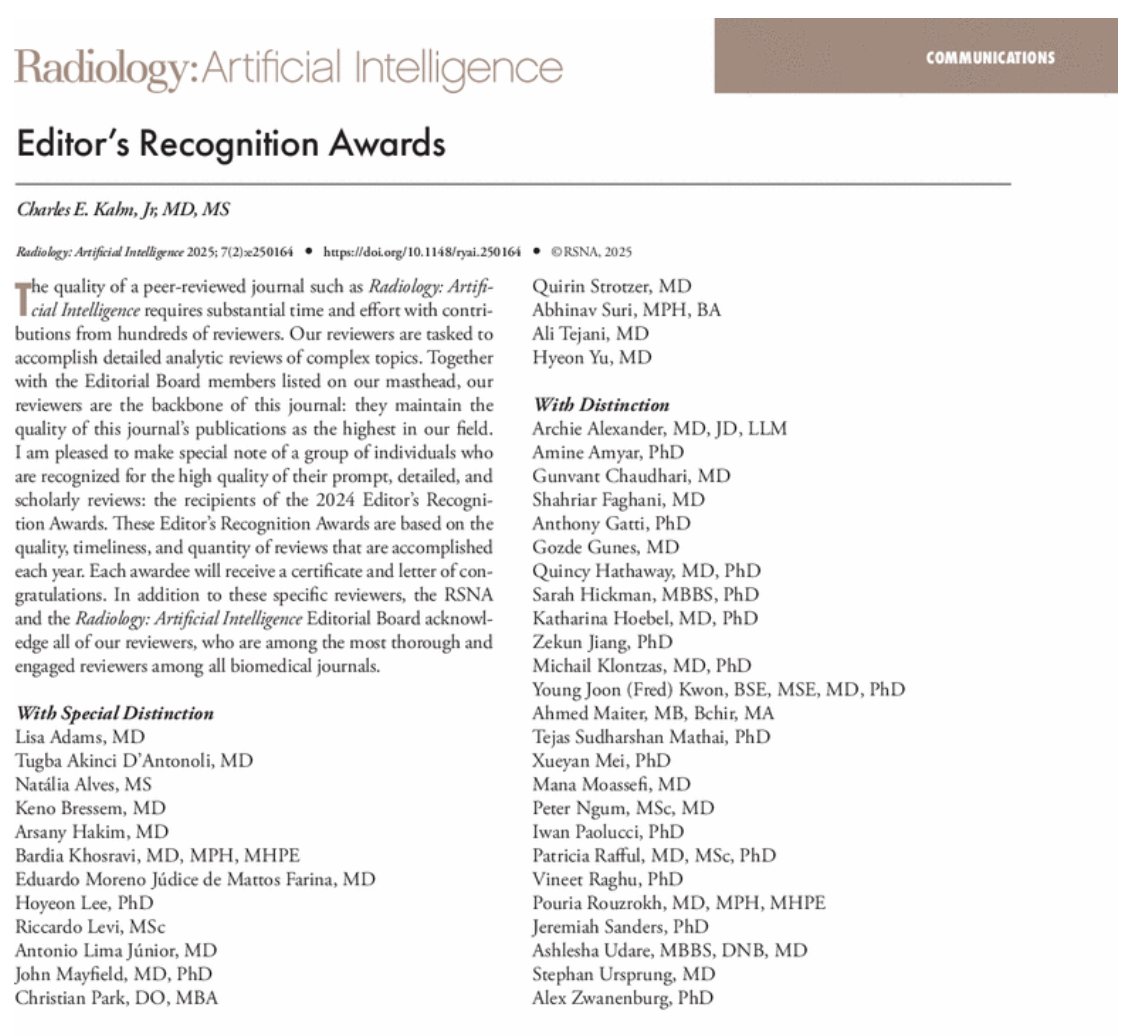 Abhinav Suri, MPH (@abhisuri97) on Twitter photo i am a simple man.
i see request to review.
i click accept.
i toil through supplemental material.
<a href="/Radiology_AI/">Radiology: Artificial Intelligence</a> thanks for the recognition again. i am a simple man.
i see request to review.
i click accept.
i toil through supplemental material.
<a href="/Radiology_AI/">Radiology: Artificial Intelligence</a> thanks for the recognition again.