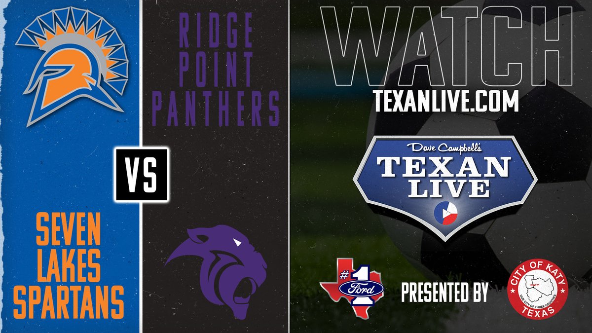 Regional Semifinal Playoff
🏟️ Tully Stadium
⚽️ Seven Lakes vs Ridge Point (Girls)
📅 Friday, March 28th
🎙️ <a href="/JTBarrettCFB/">JT Barrett</a> 
⏰ 6:30PM Start
📺 bit.ly/3FYhZV5

#TXHSSOC #Dctf #TexanLive <a href="/SLGirlsSoccer7/">Seven Lakes Girls Soccer</a>