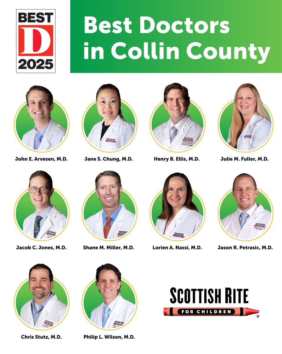 Scottish Rite for Children (@srchildren_) on Twitter photo Weโre proud to celebrate 10 of our outstanding physicians are on <a href="/DMagazine/">D Magazine</a>'s Best Doctors in Collin County list! ๐ Thank you for making a difference every day! ๐
#BestDoctors #CollinCounty #PediatricCare Weโre proud to celebrate 10 of our outstanding physicians are on <a href="/DMagazine/">D Magazine</a>'s Best Doctors in Collin County list! ๐ Thank you for making a difference every day! ๐
#BestDoctors #CollinCounty #PediatricCare