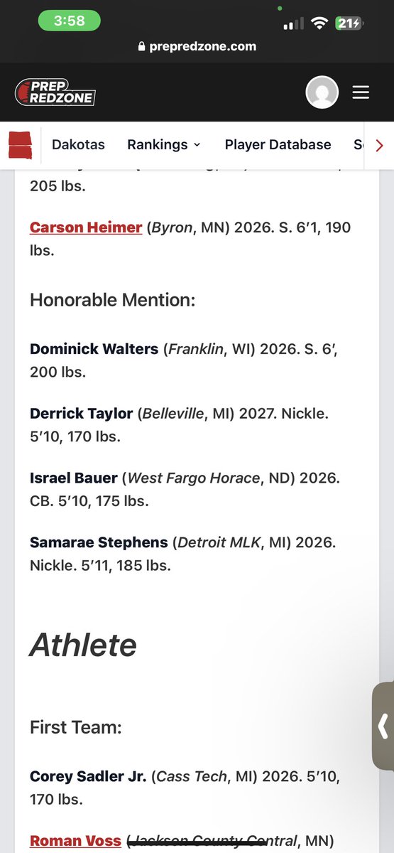DERRICK "DT" Taylor 2027 SAFTEY/NICKEL 5’10 170 (@derricktaylor1_) on Twitter photo Blessed and honored to be honorable mention ALL UPPER MIDWEST DEFENSIVE DREAM TEAM. IM NOT SATISFIED THO. <a href="/OJW_Scouting/">PrepRedzone Oliver</a> <a href="/alex_pallone/">Alex Pallone</a> <a href="/AllenTrieu/">Allen Trieu</a> <a href="/CoachRayRapley/">Coach Ray Rapley</a> <a href="/calvintip87/">Coach Calvin Norman</a> <a href="/CoachCherokee/">Cherokee Valeria</a> Blessed and honored to be honorable mention ALL UPPER MIDWEST DEFENSIVE DREAM TEAM. IM NOT SATISFIED THO. <a href="/OJW_Scouting/">PrepRedzone Oliver</a> <a href="/alex_pallone/">Alex Pallone</a> <a href="/AllenTrieu/">Allen Trieu</a> <a href="/CoachRayRapley/">Coach Ray Rapley</a> <a href="/calvintip87/">Coach Calvin Norman</a> <a href="/CoachCherokee/">Cherokee Valeria</a>