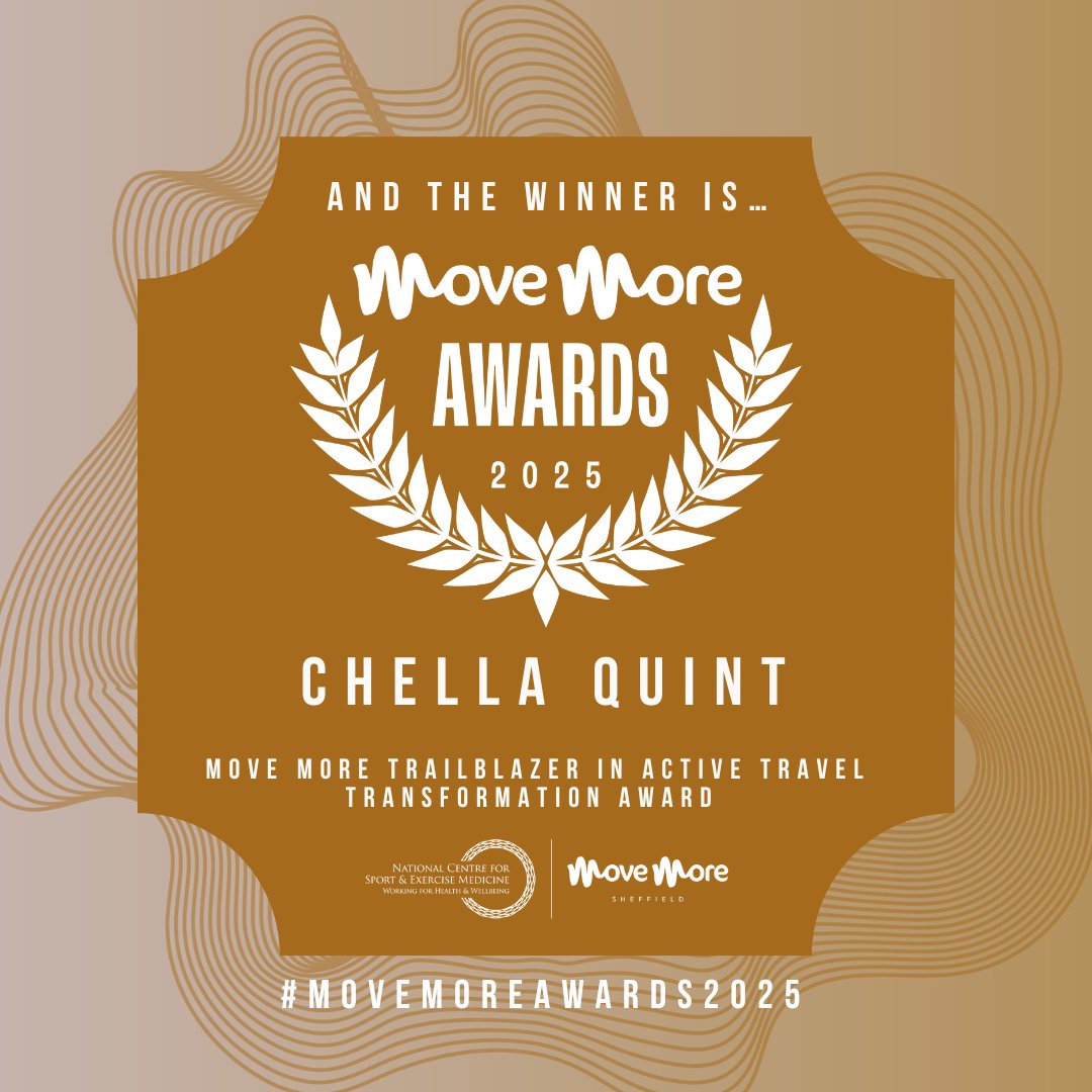 Move More Sheffield (@movemoresheff) on Twitter photo #MoveMoreAwards2025
Move More Trailblazer in Active Travel Transformation Award
Winner - <a href="/chellaquint/">Chella Quint OBE</a>
Sponsor - <a href="/VeloViewer/">VeloViewer</a> #MoveMoreAwards2025
Move More Trailblazer in Active Travel Transformation Award
Winner - <a href="/chellaquint/">Chella Quint OBE</a>
Sponsor - <a href="/VeloViewer/">VeloViewer</a>