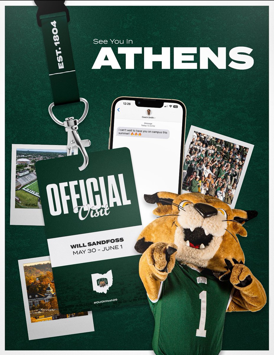Official Visit LOCKED IN‼️ Can’t wait to be in Athens‼️‼️ <a href="/LoganM_CFB/">Logan Meyer</a> <a href="/Coach_Tavita/">Tavita Thompson</a> <a href="/OLCoachPahl/">Brandon Pahl</a> <a href="/coachsmitttty/">Brian Smith</a> <a href="/OhioBobcats/">Ohio Bobcats</a> <a href="/OhioFBRecruit/">Ohio Football Recruiting</a> <a href="/OhioFootball/">Ohio Football</a> <a href="/CoachLickert/">Stephen Lickert</a> <a href="/coachdjs/">David J Schneider</a> <a href="/NewCathAthletic/">NewCath Athletics</a> <a href="/TBredsFB/">NewCath Football</a>
