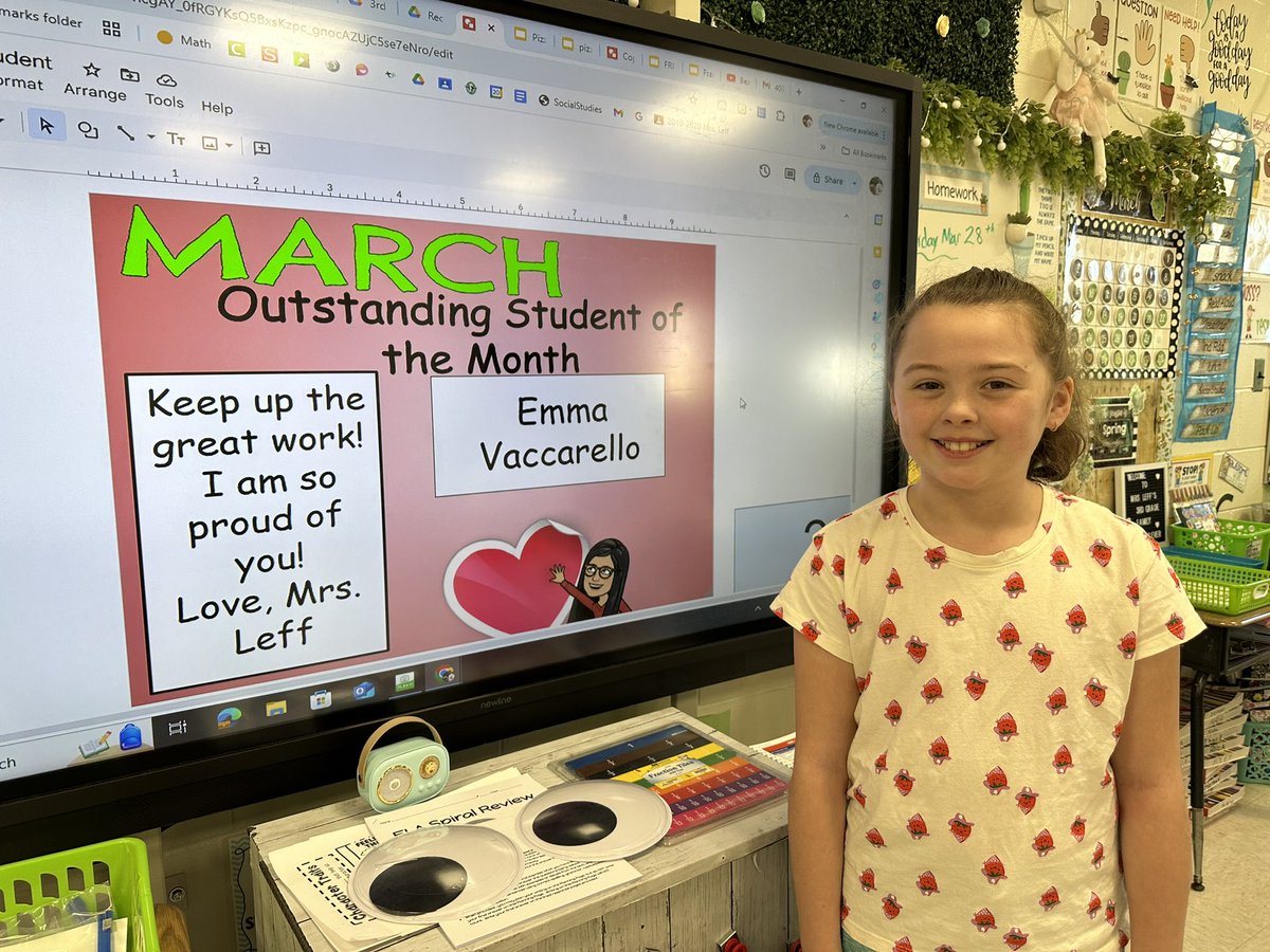 Congratulations to our “Outstanding Student of the Month” for March! 🏆💚🏆 So proud of all of her hard work and effort!!