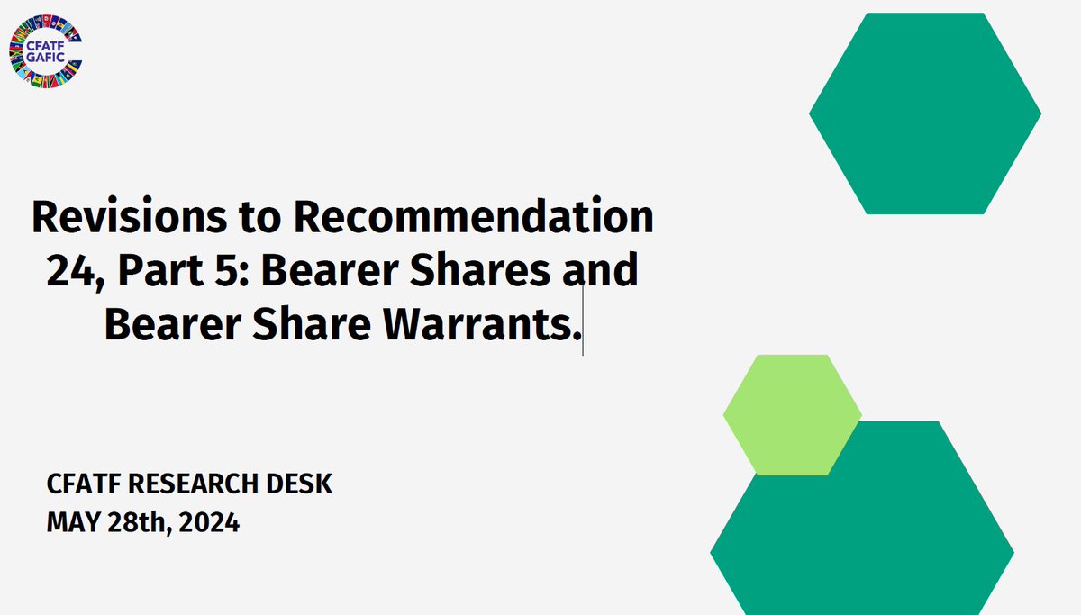 Learn about the revised FATF requirements for bearer shares and warrants in the CFATF's article "Revisions to Recommendation 24, Part 5: Bearer Shares and Bearer Share Warrants" here: cfatf-gafic.org/home/cfatf-res…