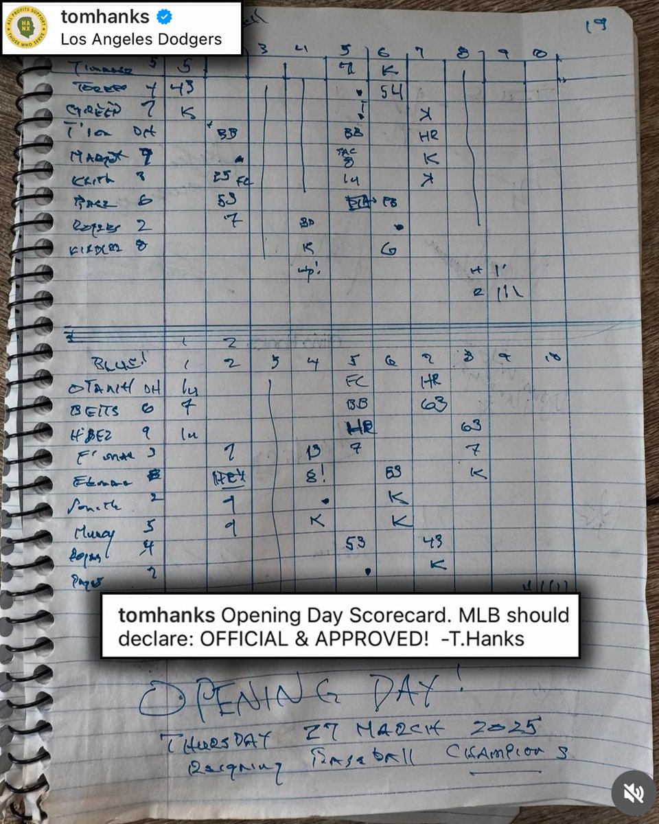 MLB's tweet image. Tom Hanks, consider this official and approved! - atMLB