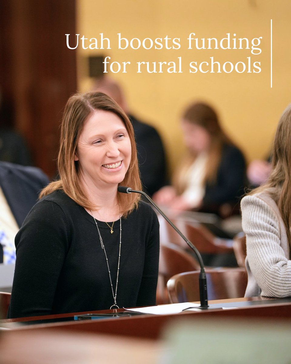 Good teachers and support staff change lives.

H.B. 396 from Rep. Karen Peterson provides $16 million to support our rural schools – on top of the 4% per student funding increase across all of K-12. #utpol #uted