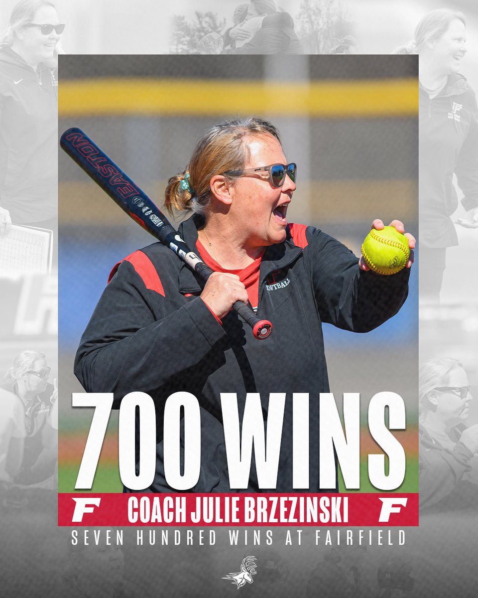 Fairfield Softball (@stagssoftball) on Twitter photo Today’s sweep makes it 7️⃣0️⃣0️⃣ career wins for Head Coach Julie Brzezinski at <a href="/FairfieldU/">Fairfield University 🦌</a>!
🤘🥎 Today’s sweep makes it 7️⃣0️⃣0️⃣ career wins for Head Coach Julie Brzezinski at <a href="/FairfieldU/">Fairfield University 🦌</a>!
🤘🥎