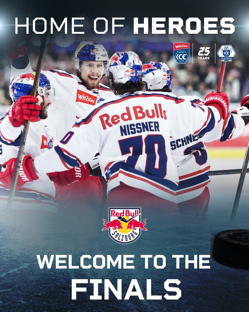 EC Red Bull Salzburg is through to the final of the 2024/25 win2day ICE Hockey League season and has the chance to win its fourth title in a row. The Red Bulls won the fifth semi-final match against HCB Südtirol Alperia 4:2 in front of their home crowd on Friday.

#HomeOfHeroes