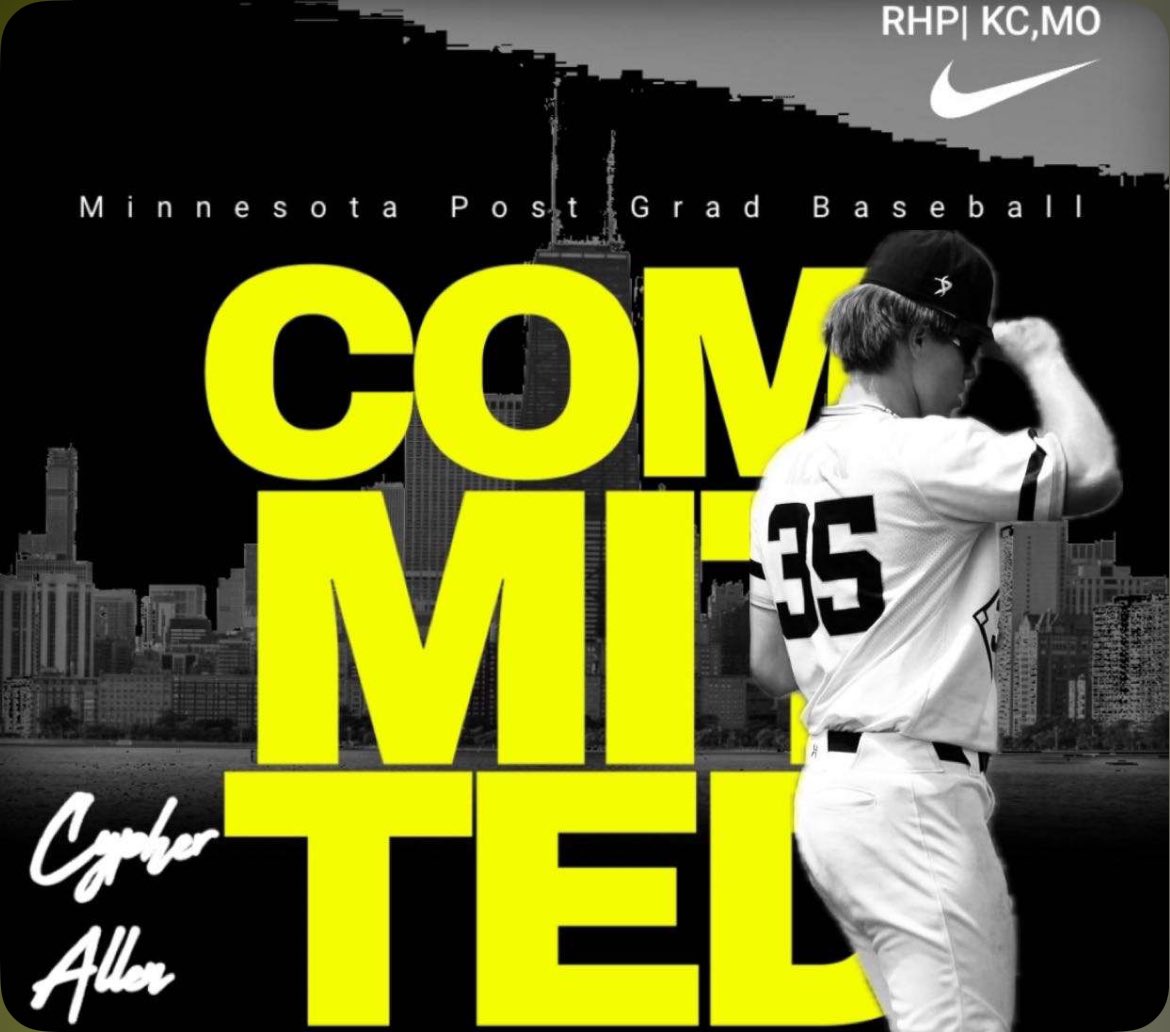 Cypher Allen (@hulbercypher) on Twitter photo #AGTG COMMITTED. I wanna thank all my coaches <a href="/V_Puma27/">Vinny Puma</a> <a href="/TrentonDunlap4/">Trenton Dunlap</a> <a href="/BradA5699/">Brad allen</a> and all my teammates who have been with me all the way. <a href="/MLDoornink/">Matt Doornink</a> <a href="/ponsolle8/">Mike Ponsolle</a> <a href="/MPGbaseball/">Minnesota Post Grad</a> <a href="/Josh_Ketchmark_/">Josh Ketchmark</a> <a href="/ProdigyBasebal/">KC Prodigy Baseball</a> <a href="/Coach_Fullerton/">Richard Fullerton</a>
#gapyear #readytowork #AGTG COMMITTED. I wanna thank all my coaches <a href="/V_Puma27/">Vinny Puma</a> <a href="/TrentonDunlap4/">Trenton Dunlap</a> <a href="/BradA5699/">Brad allen</a> and all my teammates who have been with me all the way. <a href="/MLDoornink/">Matt Doornink</a> <a href="/ponsolle8/">Mike Ponsolle</a> <a href="/MPGbaseball/">Minnesota Post Grad</a> <a href="/Josh_Ketchmark_/">Josh Ketchmark</a> <a href="/ProdigyBasebal/">KC Prodigy Baseball</a> <a href="/Coach_Fullerton/">Richard Fullerton</a>
#gapyear #readytowork