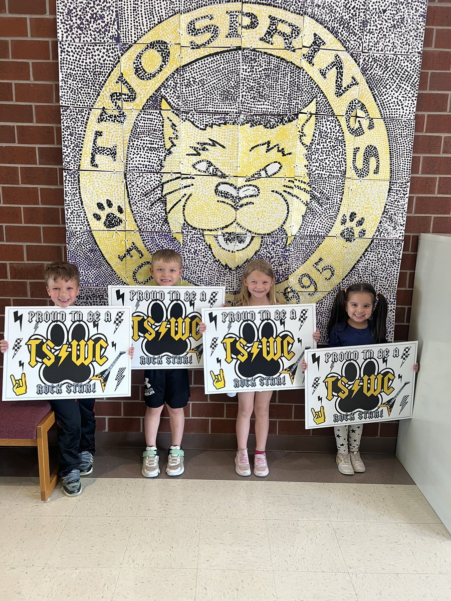 These kindergarteners earned 100 Cat Cards by following the Wildcat Way! 
C - Come Prepared 
A - Act Safely 
T - Take Responsibility 
S - Show Respect 

Now they have their yard signs to show off to the community— way to go! 🎉🐾 <a href="/aschmeckpeper/">April Schmeckpeper</a> #TSwildcats1 #bpsne