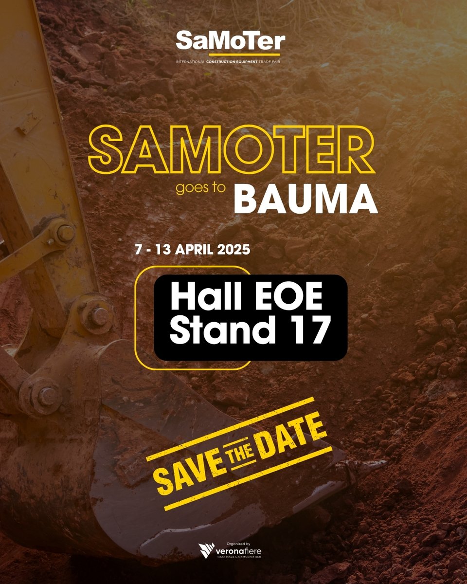 SaMoTer (@samoterverona) on Twitter photo SaMoTer will also be at <a href="/baumaOfficial/">bauma Official</a> 2025, one of the most important international events for the construction industry! Join us from April 7 to 13 in Munich, at Hall EOE (East Entrance) – Stand 17. SaMoTer will also be at <a href="/baumaOfficial/">bauma Official</a> 2025, one of the most important international events for the construction industry! Join us from April 7 to 13 in Munich, at Hall EOE (East Entrance) – Stand 17.
