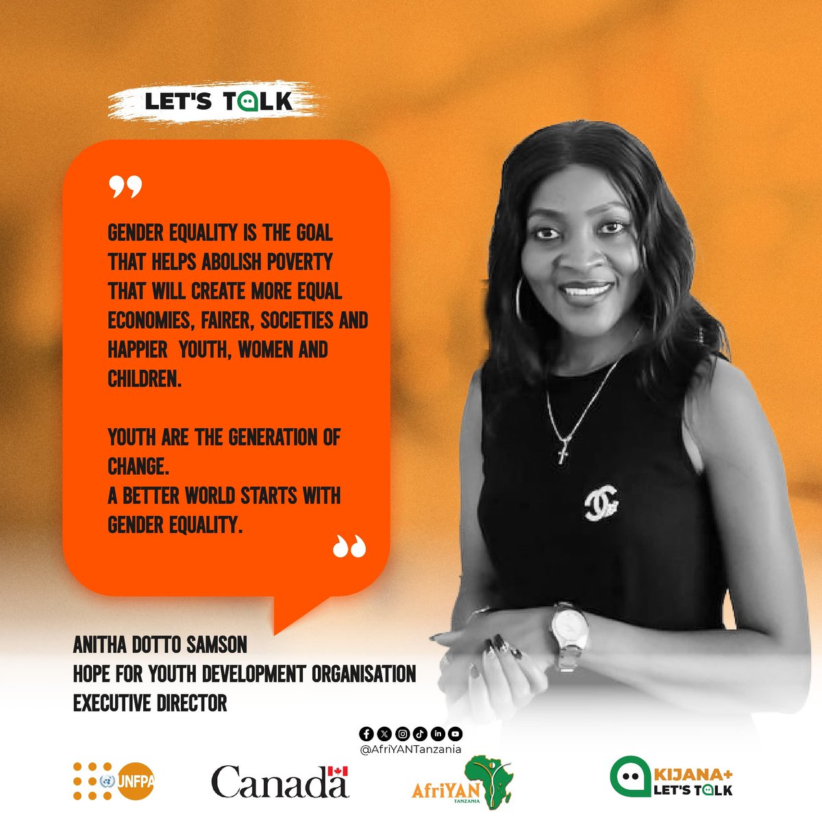 AfriYANTanzania's tweet photo. "A world of equal opportunities begins with YOU."

#LetsTalkTz | #KijanaPlus | #AfriYANTz. https://t.co/J3vfM8HiwB