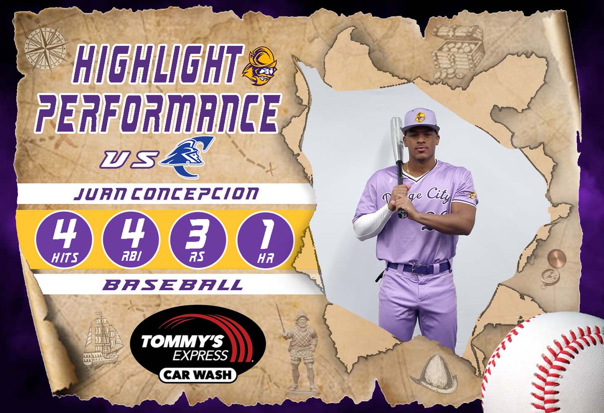 Dodge City CC Conquistadors (@goconqs) on Twitter photo ⚾️Highlight Performance of the Day⚾️
Tommy's Express Car Wash (<a href="/tommys_express/">Tommy's Express Car Wash</a>) Highlight Performance of the Day for Baseball goes to Juan Concepcion....he was 4-8 with 4 RBI, 3 RS, 2B, HR, & BB in DH vs Colby #GoConqs #BurnTheBoats ⚾️Highlight Performance of the Day⚾️
Tommy's Express Car Wash (<a href="/tommys_express/">Tommy's Express Car Wash</a>) Highlight Performance of the Day for Baseball goes to Juan Concepcion....he was 4-8 with 4 RBI, 3 RS, 2B, HR, & BB in DH vs Colby #GoConqs #BurnTheBoats