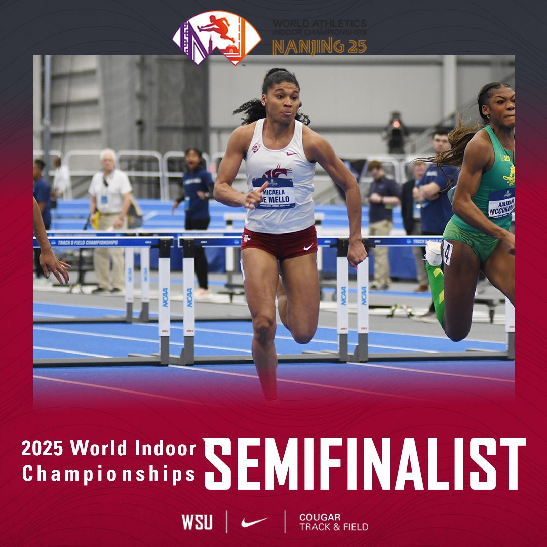 WSUCougarXCTF's tweet photo. Cougar Pride on the World Stage! πΎ Huge congrats to Micaela De Mello for blazing their way into the 60m hurdles semifinals at the 2025 World Indoor Championships!
Β
#GoCougs https://t.co/U4lidWWK1v