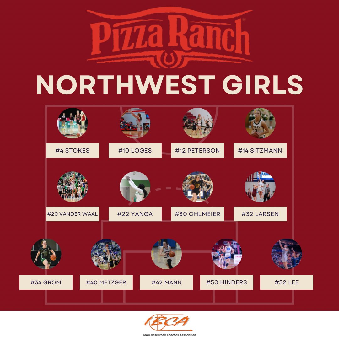 IowaBCA's tweet image. Girls lineups for the Pizza Ranch All-Star Game tomorrow!!
