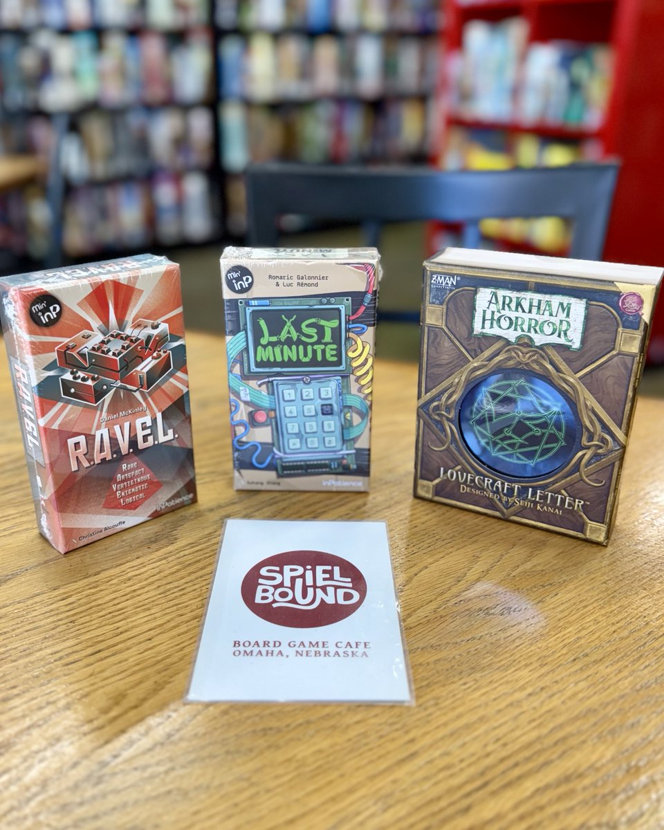 We interrupt our Unlock MTC event with this week's new #boardgamestore arrivals - Galactic Cruise, Don Quixote, Ravel, Lovecraft Letter, 23 Knives and more!
spielbound.com/s/shop
<a href="/PlayToZGames/">PlayToZGames</a> <a href="/KinsonKeyGames/">Kinson Key Games</a> <a href="/llamascape/">Llamascape Games</a> <a href="/FFGames/">FantasyFlightGames</a>