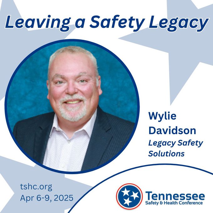 👉Make your mark with your organization!
📣Don't miss Wylie Davidson at #TSHC2025 discussing “Leaving a Safety Legacy”! 🌟

📅 April 6-9, 2025
📍 Gaylord Opryland, Nashville

Register now! 👉 TSHC.org @TNSafety