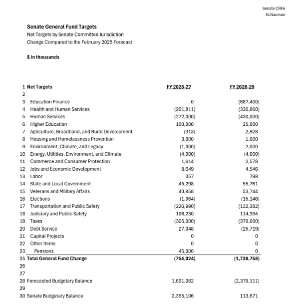 xanderosier's tweet image. MN Senate DFL has budget targets. They call for $750M in cuts in the next two years and another $1.7B in cuts for 2028-2029.