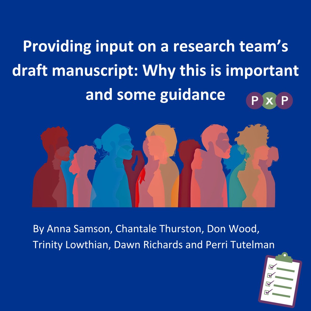 Dr. Perri Tutelman (@drperritutelman) on Twitter photo Do you engage people with lived experience in research?
Check out our new checklist with guidance on asking #PWLE to provide input on a draft manuscript or grant!
pxphub.org/research-team-…
<a href="/CIHR_IMHA/">CIHR-IMHA Community</a> <a href="/PxPHub/">PxP</a> <a href="/ayacan_cancer/">AYACan.cancer</a> <a href="/thisisdonwood/">Don Wood</a> <a href="/TO_dpr/">Dr. Dawn Richards, PhD</a> <a href="/TrinityLowthian/">Trinity (she/her)</a> Do you engage people with lived experience in research?
Check out our new checklist with guidance on asking #PWLE to provide input on a draft manuscript or grant!
pxphub.org/research-team-…
<a href="/CIHR_IMHA/">CIHR-IMHA Community</a> <a href="/PxPHub/">PxP</a> <a href="/ayacan_cancer/">AYACan.cancer</a> <a href="/thisisdonwood/">Don Wood</a> <a href="/TO_dpr/">Dr. Dawn Richards, PhD</a> <a href="/TrinityLowthian/">Trinity (she/her)</a>