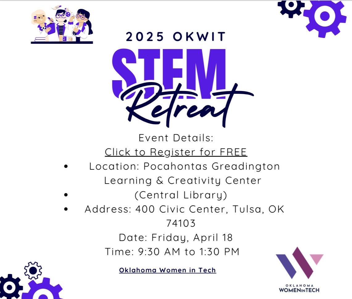 Are you passionate about Women in STEM? You’re invited to our spring 2025 student retreat!

Our FREE 2025 Spring STEM Retreat is April 18. Register here: eventbrite.com/e/2025-okwit-s…