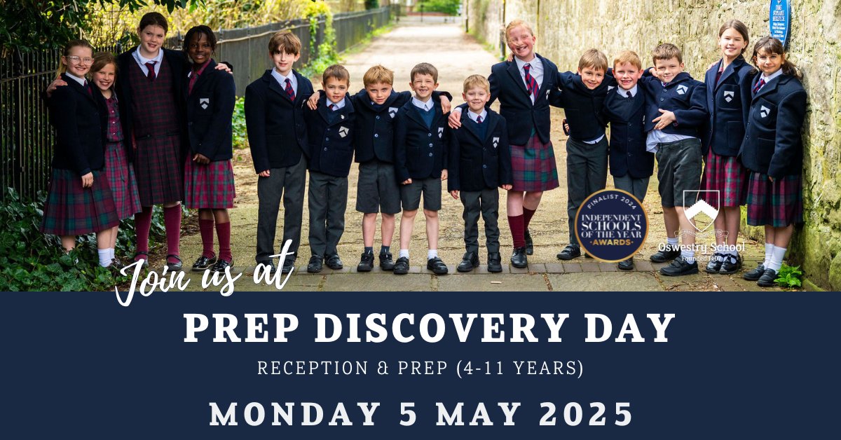 Discover More about Oswestry School Prep on Monday 5 May 2025..l. 🔗Book a place here: bit.ly/3SrGo9j
#thisisoswestry #OswestrySchool #oswestry #shropshire #education #OpenDay #DiscoverOswestry #OswestryDiscoveryDay #prepschool #independentschool  #ShropshireSchool
