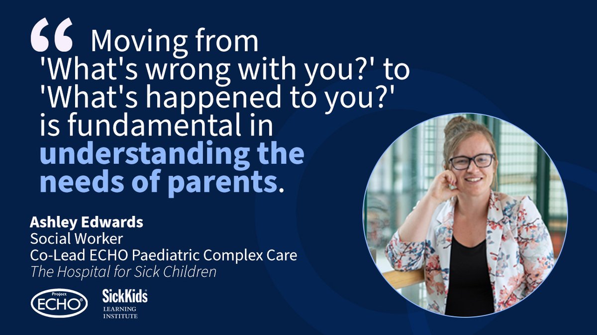 Paediatric Project ECHO (@echopaeds) on Twitter photo "Moving from 'What's wrong with you?' to 'What's happened to you?' is key in understanding parents' needs." - Ashley Edwards, Social Worker <a href="/SickKidsNews/">The Hospital for Sick Children (SickKids)</a> & Co-Lead <a href="/ECHOPaeds/">Paediatric Project ECHO</a> Complex Care.
Celebrate #SocialWorkMonth by exploring session resources⤵️
sickkids.echoontario.ca/supporting-par… "Moving from 'What's wrong with you?' to 'What's happened to you?' is key in understanding parents' needs." - Ashley Edwards, Social Worker <a href="/SickKidsNews/">The Hospital for Sick Children (SickKids)</a> & Co-Lead <a href="/ECHOPaeds/">Paediatric Project ECHO</a> Complex Care.
Celebrate #SocialWorkMonth by exploring session resources⤵️
sickkids.echoontario.ca/supporting-par…