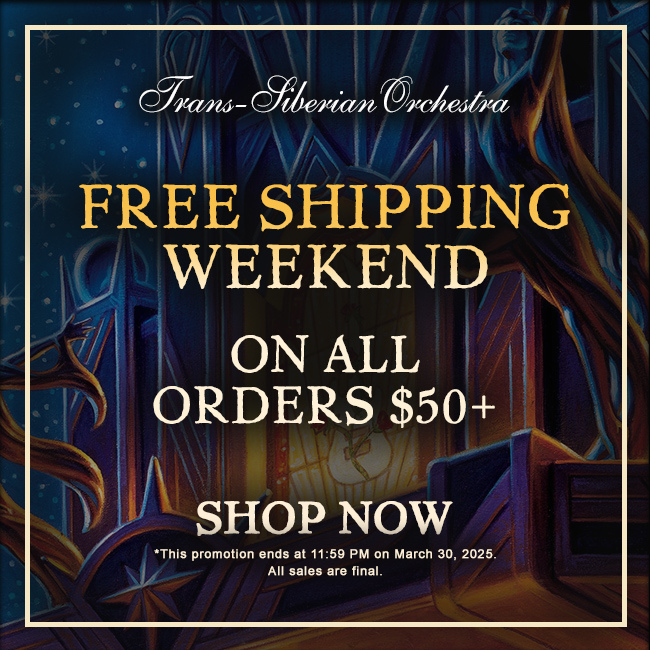 📣 WEEKEND SALE ALERT! 📣

 Free shipping weekend with #TSO is here! Save on all orders $50+ through March 30th. 🛒
 Shop at 🔗 bit.ly/TSOFreeShipping 

#transsiberianorchestra
#weekendsale #merchshop