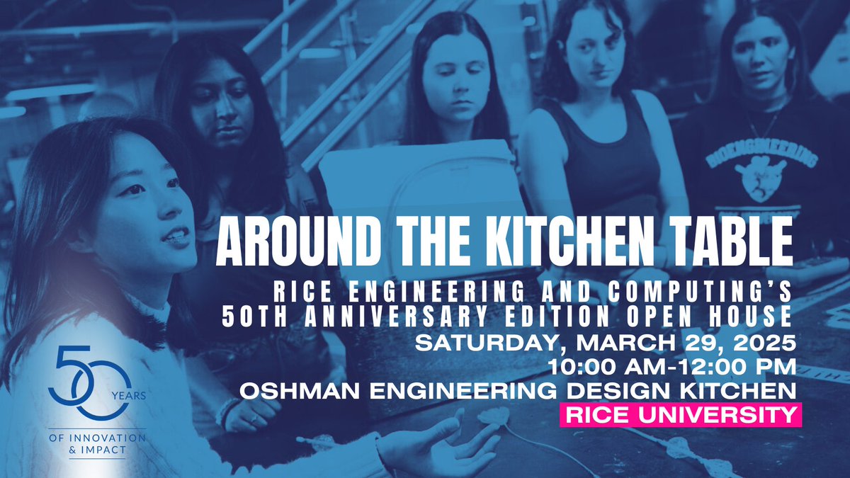 OEDK-Rice University (@rice_oedk) on Twitter photo The OEDK Open House for <a href="/RiceEngineering/">Rice Engineering and Computing</a>'s 50th Anniversary is tomorrow, 3/29 10 AM-12 PM! 22 design teams will present their work. See our <a href="/RiceEngineers/">Rice Engineering Alumni</a> Maker Bar and laser cutters in action, and snap some photos at our LIFE-SIZE 3D printer photo-op! bit.ly/42mqamX The OEDK Open House for <a href="/RiceEngineering/">Rice Engineering and Computing</a>'s 50th Anniversary is tomorrow, 3/29 10 AM-12 PM! 22 design teams will present their work. See our <a href="/RiceEngineers/">Rice Engineering Alumni</a> Maker Bar and laser cutters in action, and snap some photos at our LIFE-SIZE 3D printer photo-op! bit.ly/42mqamX