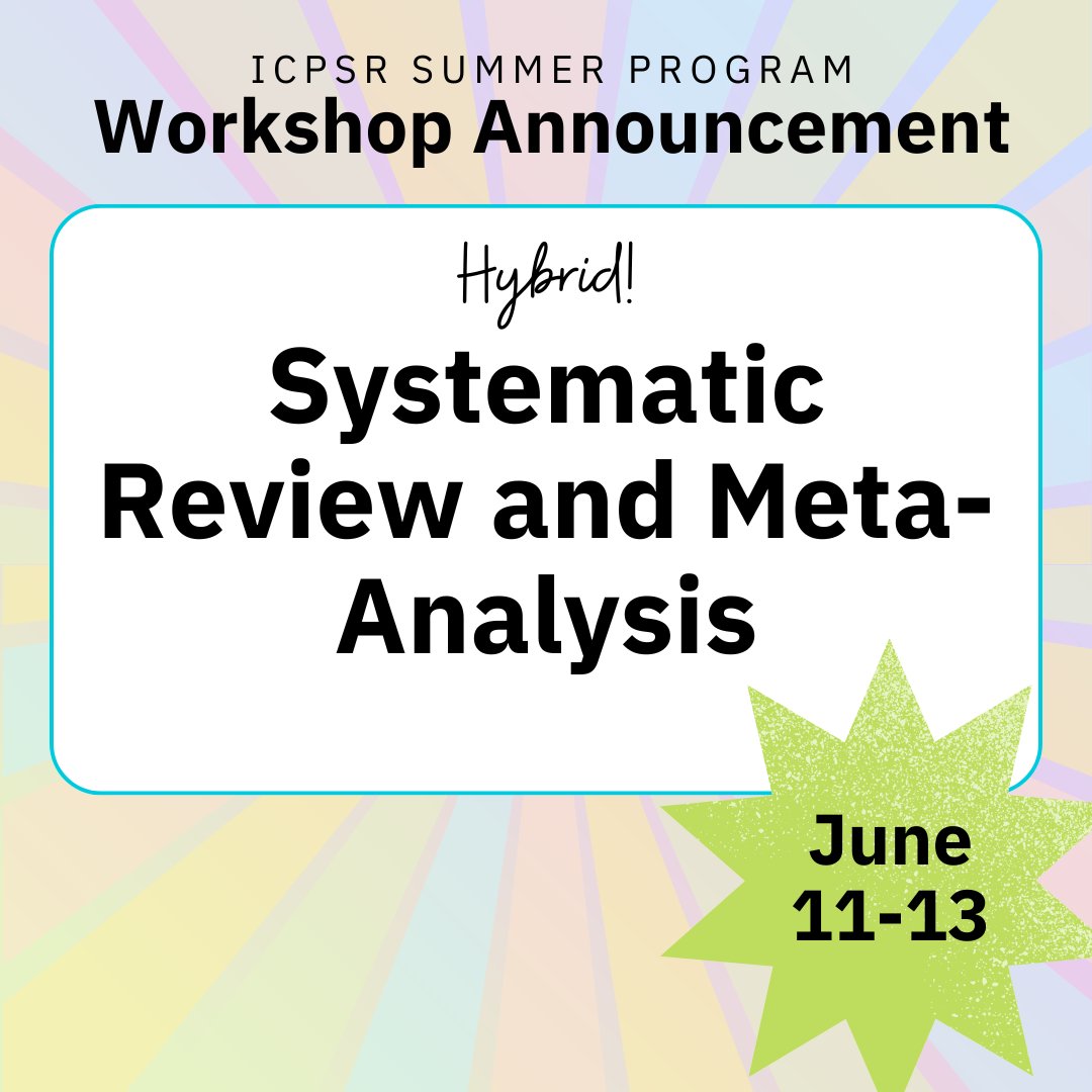 ICPSRSummer's tweet image. Get hands-on exposure to quantitative meta-analysis: data preparation, effect size selection and calculation, selection of appropriate statistical techniques, and the interpretation and reporting of results. For more details: myumi.ch/ZDPqP

#SumProg25 #ICPSR #EffectSize