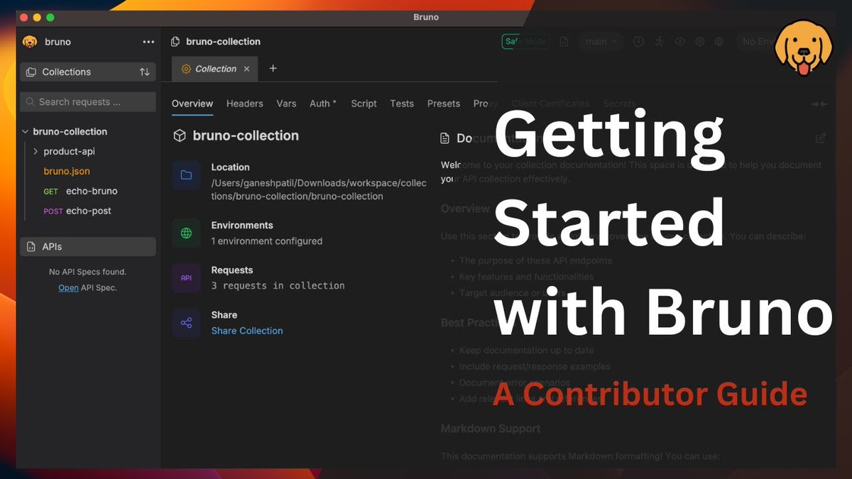 devgancode's tweet image. Ready to contribute to Bruno? Here&apos;s Your Guide ➡️

▶️  Clone the repo
▶️  Run app locally
▶️  Setup Development workflow
▶️  Product &amp;amp; Code Walkthrough
▶️  Start Contributing

Check out the video for detailed guide. ✨

youtu.be/Wg69y10Q8B4?si…