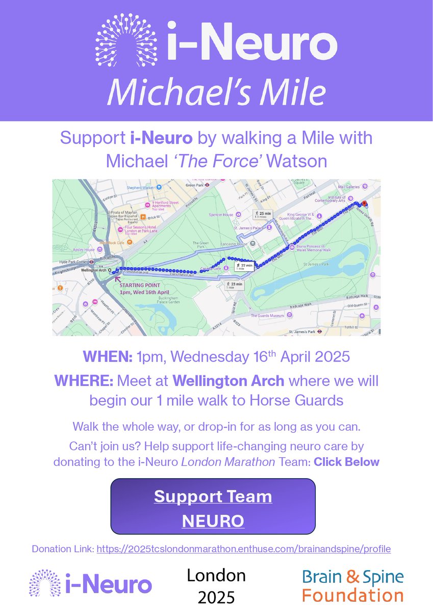 &lt;&lt;&lt;𝐏𝐋𝐄𝐀𝐒𝐄 𝐒𝐇𝐀𝐑𝐄&gt;&gt;&gt;
On April 16, British boxing legend Michael Watson will walk a mile to help raise money and awareness for i-Neuro. Michael took up the challenge at the behest of his friend Dr. Peter Hamlyn, who saved his life following a catastrophic brain injury