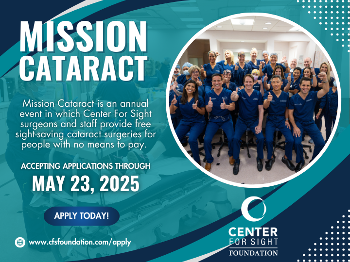 CFSsarasota's tweet photo. Each year, Center For Sight transforms lives through Mission Cataract, providing free cataract surgery for those who cannot afford it. Patients regain not just their vision, but also their independence and quality of life. Applications close May 23, 2025. https://t.co/2Ted81yDaT https://t.co/XihQBnwDJy