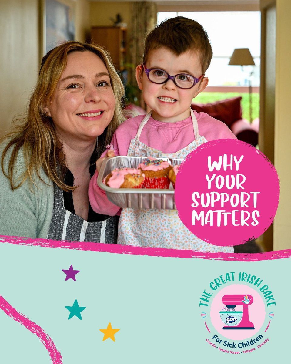 Every #GreatIrishBake event helps provide life-changing care for sick children. 💛🏥 

By whipping up some delicious treats and raising funds, you’re making a real impact for families in need. Join us and sign up today - childrenshealth.ie/greatirishbake/ 

#PieceOfCake #GIB2025