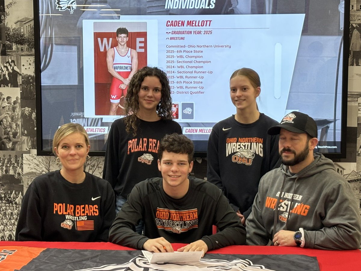Congratulations to Caden Mellott as he signs to continue his studies and wrestling career next year at Ohio Northern University!