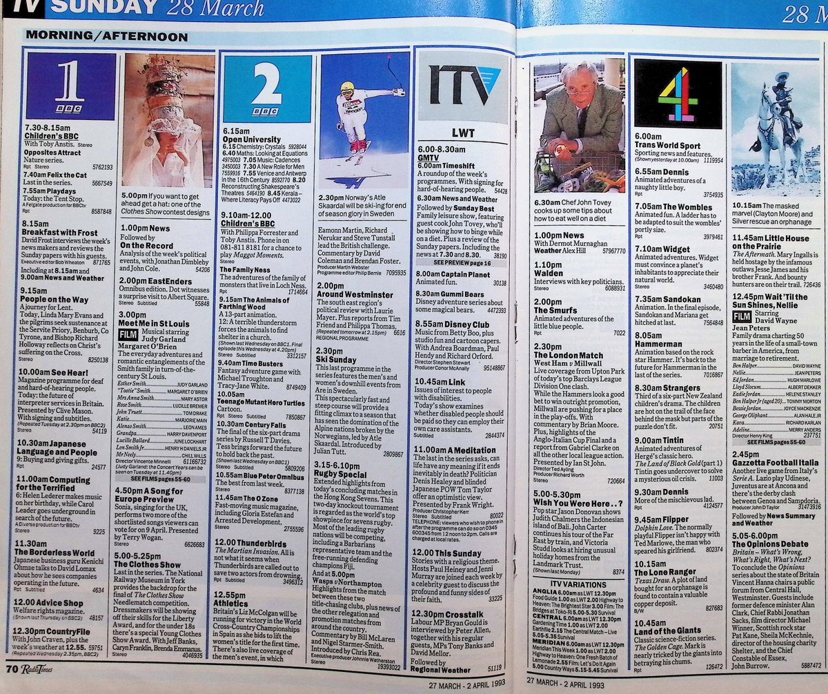 TvDidYouSee's tweet image. #OnThisDay 28 March 1993 📺TV Listings
#EwanMcGregor in the last part of LIPSTICK ON YOUR COLLAR.
New bittersweet comedy YOU, ME AND IT begins.
#FionaShaw in Screen Two: MARIA&apos;S CHILD.
#DonWarrington guest stars in LOVEJOY.
More from #DavidJason in THE DARLING BUDS OF MAY.