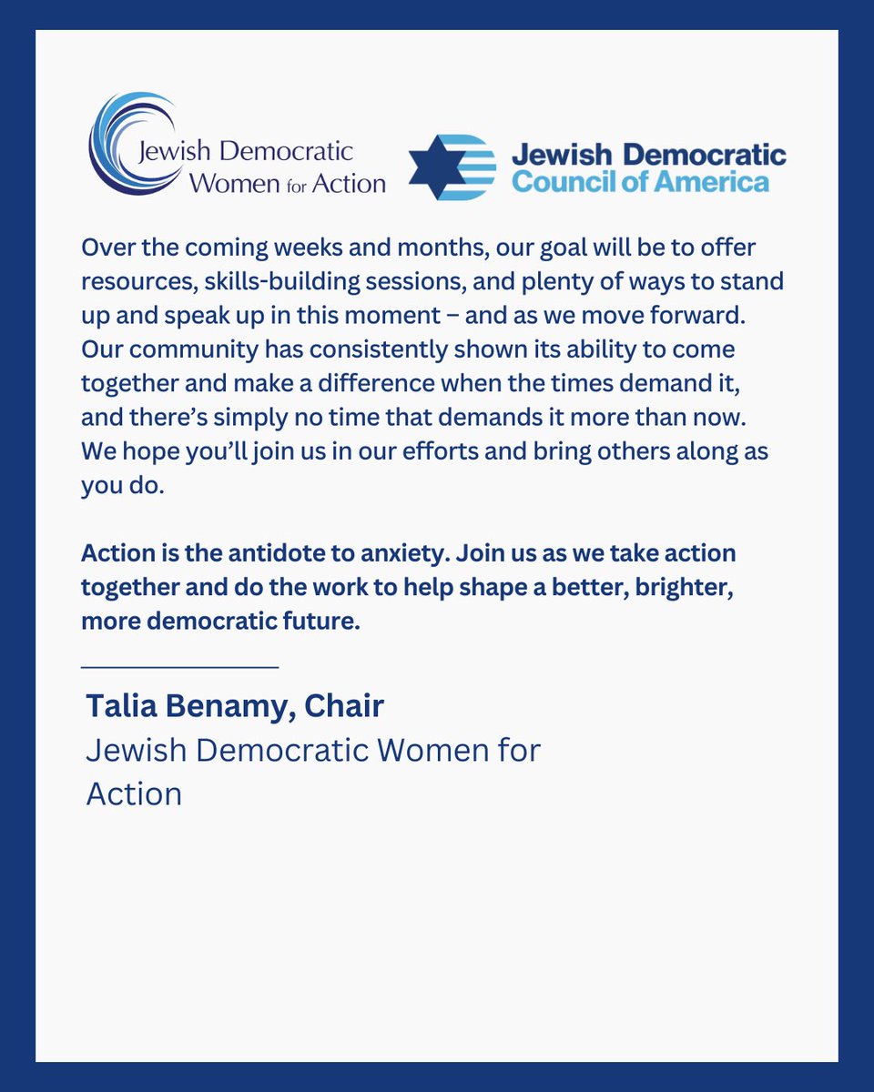 We have always come together to move our nation toward a better, stronger, more hopeful future. That work continues as JDWA transitions our leadership and organizational structure. We look forward to this new chapter.
<a href="/USJewishDems/">Jewish Dems</a>