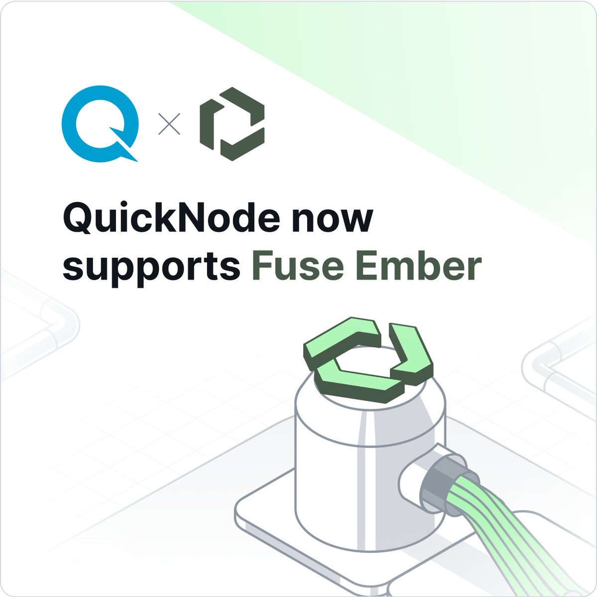 QuickNode (@quicknode) on Twitter photo Fuse 🤝 QuickNode
<a href="/Fuse_network/">Fuse Network</a>’s Ember L2 Testnet is now LIVE in the QuickNode dashboard!
Powered by QuickNode’s Rollups-as-a-Service—it’s a zero-knowledge Layer 2 built for real-world Web3 payments. Fuse 🤝 QuickNode
<a href="/Fuse_network/">Fuse Network</a>’s Ember L2 Testnet is now LIVE in the QuickNode dashboard!
Powered by QuickNode’s Rollups-as-a-Service—it’s a zero-knowledge Layer 2 built for real-world Web3 payments.