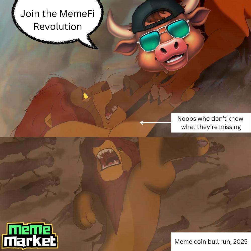 MemeMarket (@mememarketfun) on Twitter photo 👑 “Everything that MemeMarket Touches is Bullish” 🚀🔥
Incredible creativity from <a href="/ShellyThomdep/">Shelly Thompson</a> in this Lion King-themed banger that perfectly captures the moment! 💡
This bullrun isn’t just for insiders. It’s for everyone; and MemeMarket is your way in. 🚀
💰 MemeMarket is 👑 “Everything that MemeMarket Touches is Bullish” 🚀🔥
Incredible creativity from <a href="/ShellyThomdep/">Shelly Thompson</a> in this Lion King-themed banger that perfectly captures the moment! 💡
This bullrun isn’t just for insiders. It’s for everyone; and MemeMarket is your way in. 🚀
💰 MemeMarket is