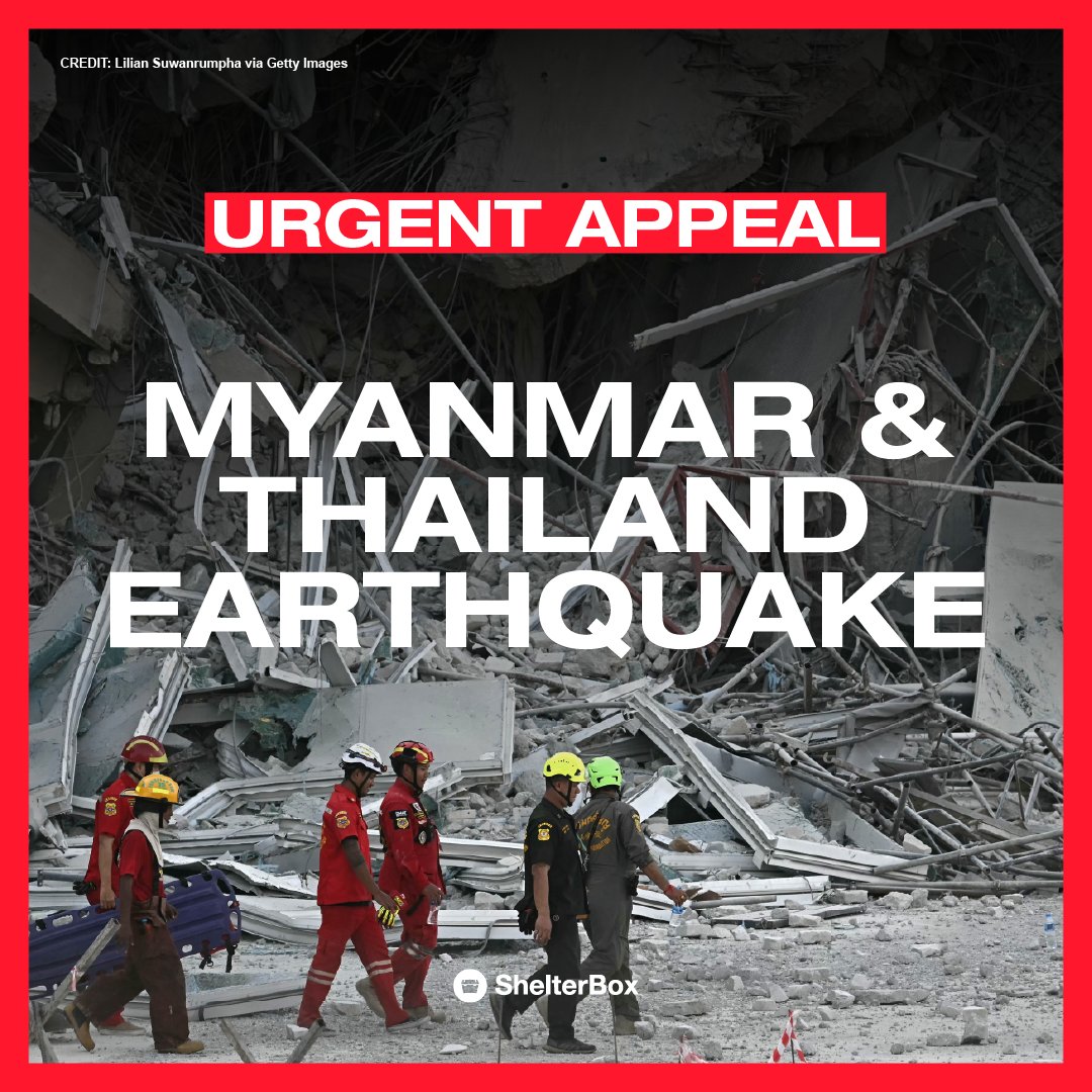 ⚠️ Urgent: People in #Thailand &amp; #Myanmar need help.

A devastating earthquake has left thousands homeless, with many missing or feared dead.

Please #donate to help us provide aid to the affected families in Myanmar, Thailand, and around the world 👉 bit.ly/3YaiBx9