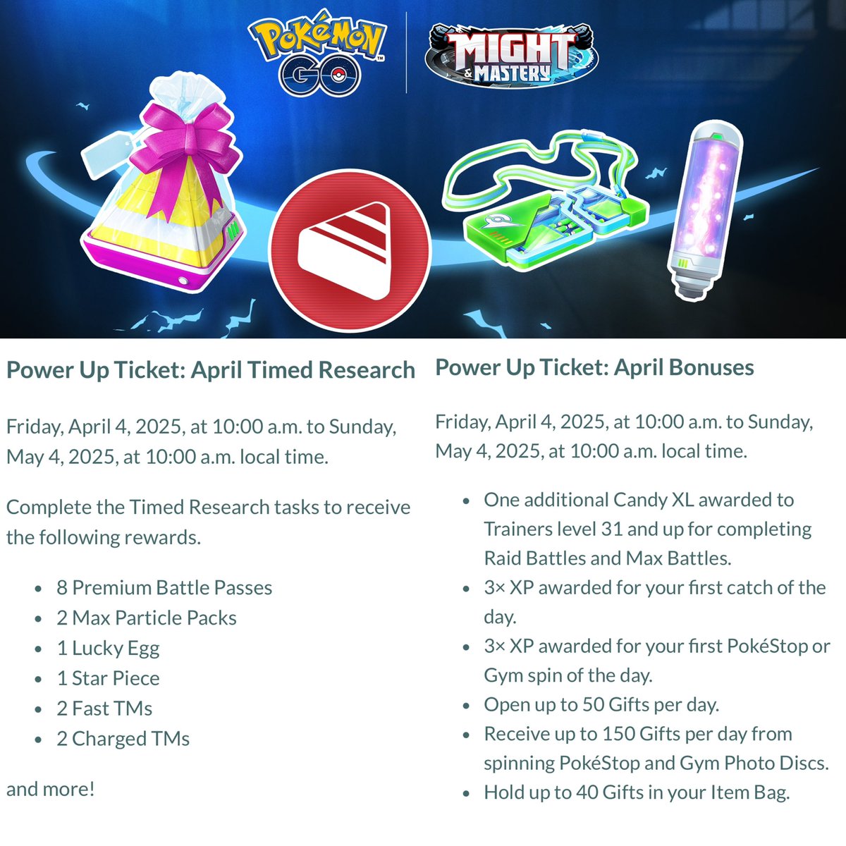 🎁 Power Up Ticket: April Giveaway🎁

🚨4 Winners Will Be Chosen For This $4.99 Ticket!

To Enter Its Simple:
❤️ Like This Post
🔥 Follow Us
📲 Comment Your Favourite Pokemon Or Favourite GIF
🗓️ The Winners Will Be Chosen On The 31st Of March Using A Random Generator.

🎁If this